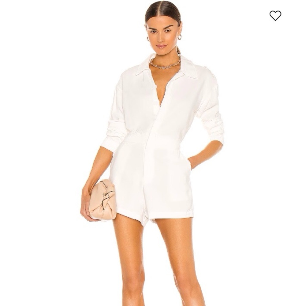L’Academie Dylan Romper Revolve White Medium Lightweight Twill Spring Summer S *